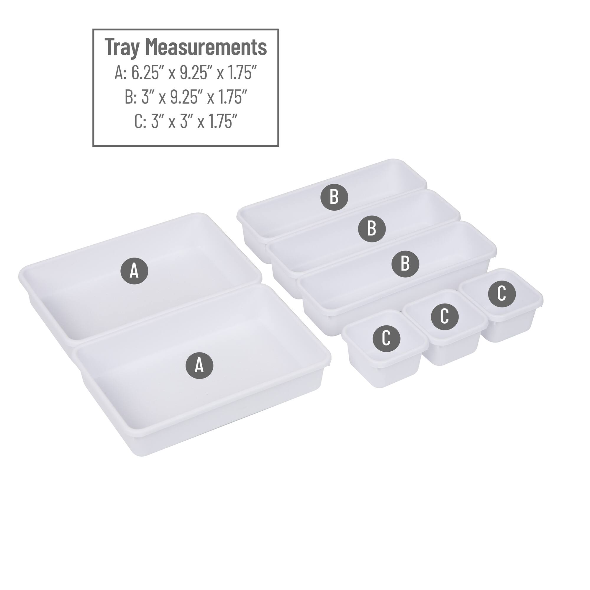 Mind Reader White Drawer Organizer Set